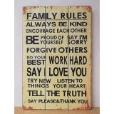 FAMILY RULES WOODEN PLAQUE 30 x 45cm