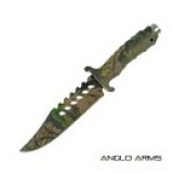 ANGLO ARMS 10.5" CAMO FIXED BLADE KNIFE WITH RUBBER HANDLE AND NYLON CASE